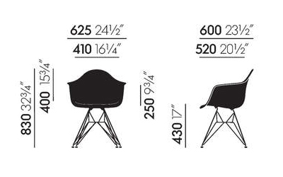 Designerstuhl Side chair DAR in weiss mit Metalluntergestell von Vitra jetzt im LHL Onlineshop kaufen – Abmessungen