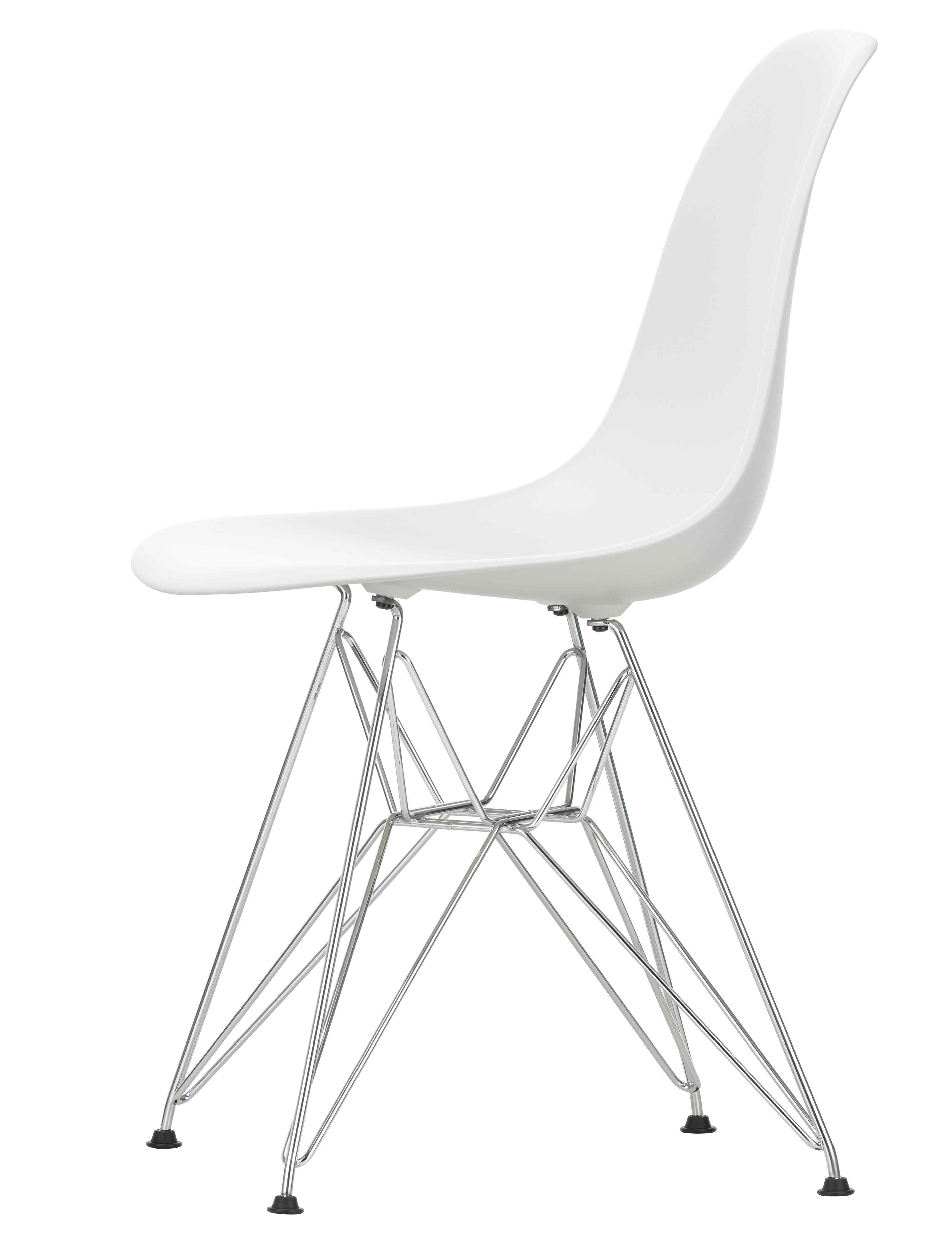 Designerstuhl Side chair DSR in weiss mit Drahtuntergestell von Vitra jetzt im LHL Onlineshop kaufen – Seitansicht
