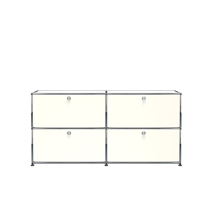 Designer Sideboard Lowboard 2x2 mit vier Klappen von USM Haller in reinweiss jetzt im LHL Onlineshop kaufen – Frontansicht