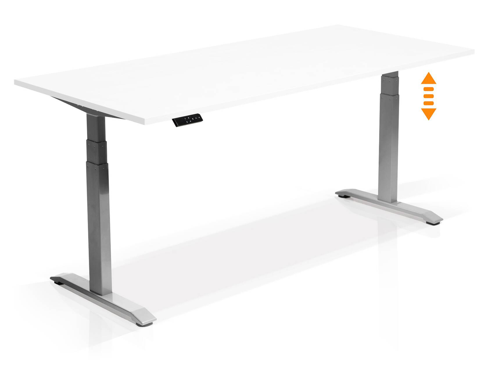 Hoehenverstellbarer Schreibtisch “WESI” von LHL in Modellvariante weisse Platte silberfarbenes Gestell bei LHL im Onlineshop kaufen - Seitenansicht