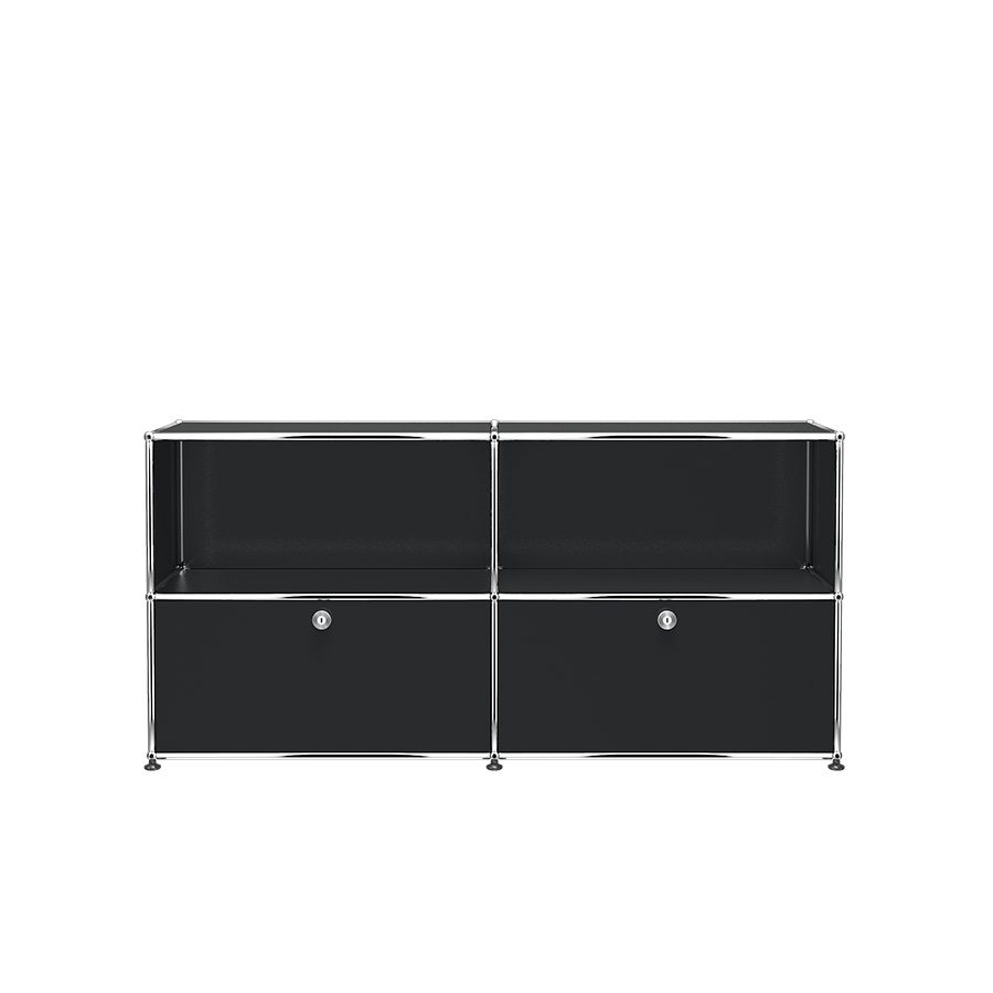 Designer Sideboard Sideboard 2x2 mit zwei Klappen von USM Haller in graphitschwarz bei LHL im Onlineshop kaufen – Frontansicht 
