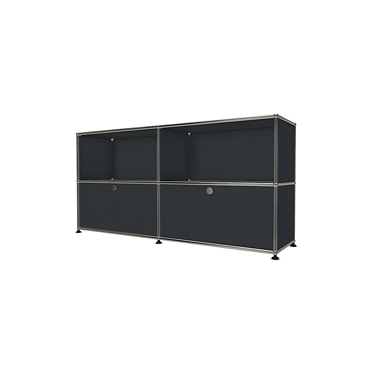 Designer Sideboard „Sideboard 2x2 mit zwei Klappen“ von USM Haller in anthrazitgrau bei LHL im Onlineshop kaufen – Frontansicht leicht gedreht