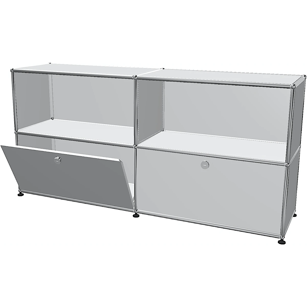 Designer Sideboard „Sideboard 2x2 mit zwei Klappen“ von USM Haller in reinweiss bei LHL im Onlineshop kaufen – offen