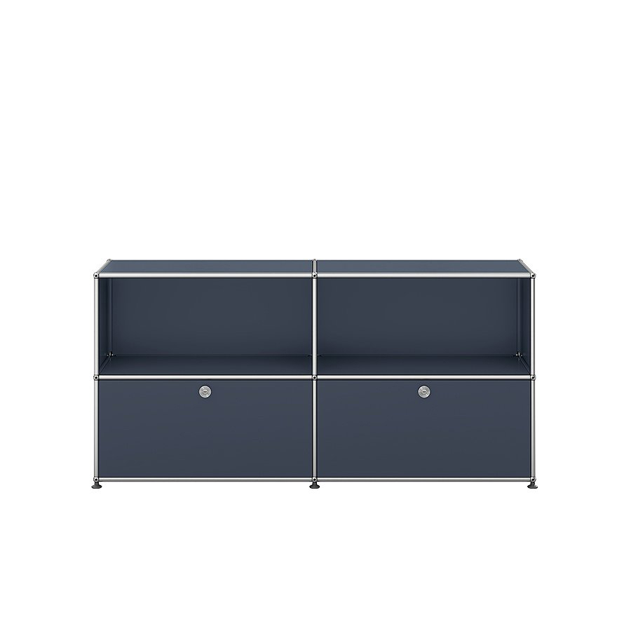 Designer Sideboard „Sideboard 2x2 mit zwei Klappen“ von USM Haller in anthrazitgrau bei LHL im Onlineshop kaufen – Frontansicht