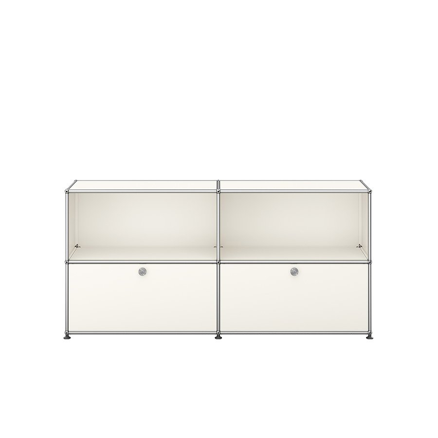 Designer Sideboard „Sideboard 2x2 mit zwei Klappen“ von USM Haller in reinweiss bei LHL im Onlineshop kaufen – Frontansicht
