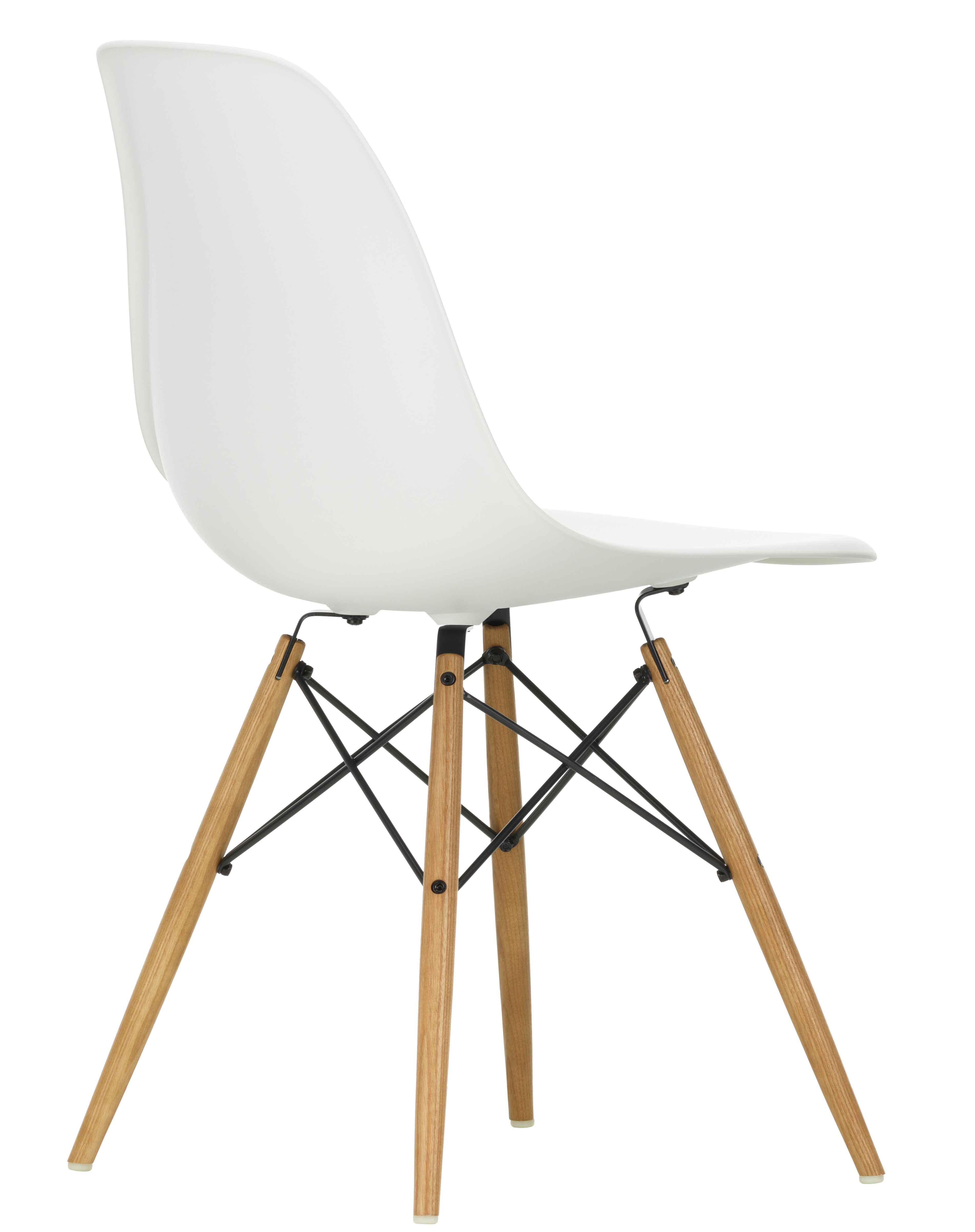 Designerstuhl Side chair  DSW in weiss mit Holzbeinen von Vitra im LHL-Shop –  Rueckansicht