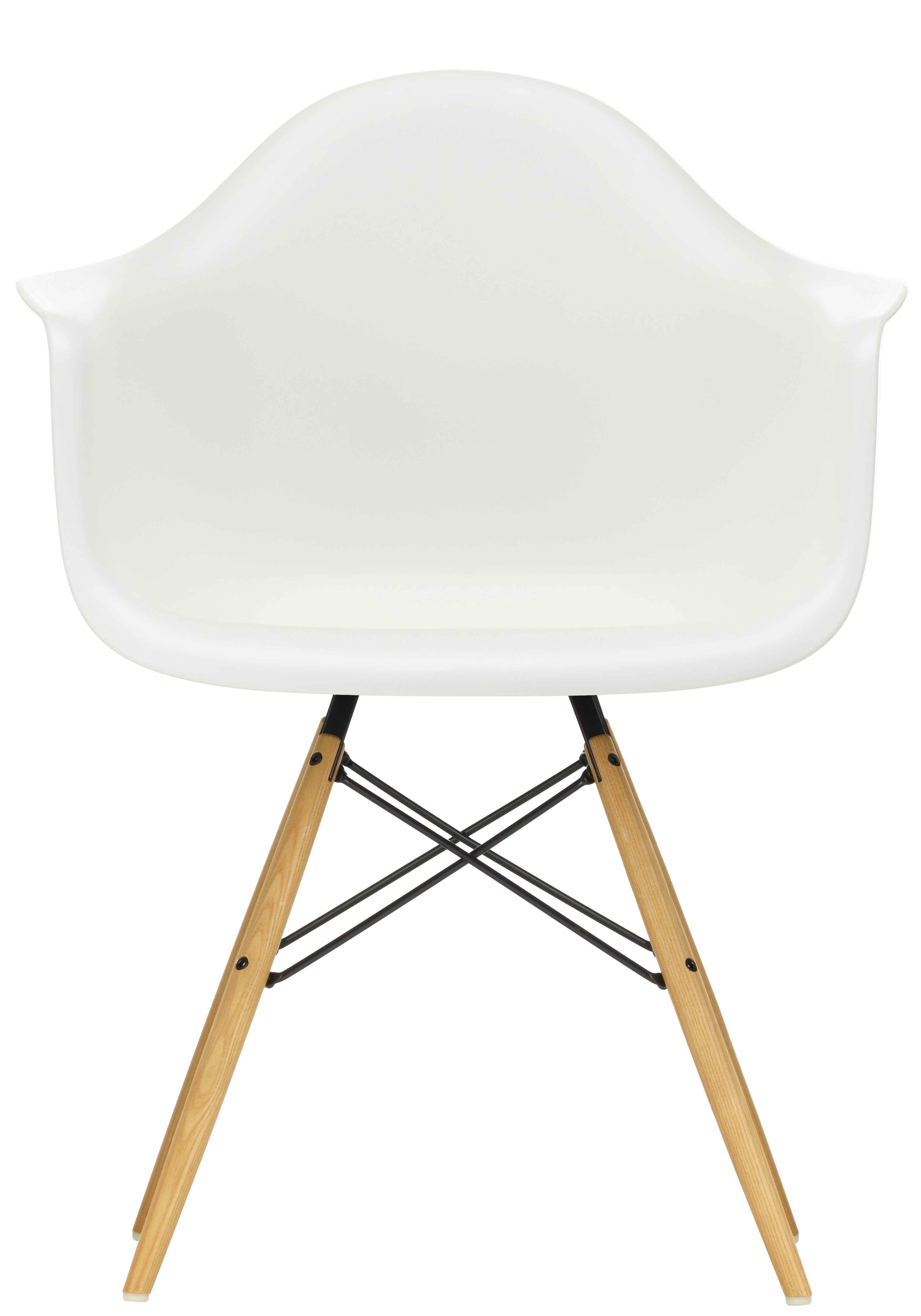Designerstuhl Side chair DAW in weiss mit Holzuntergestell von Vitra jetzt im LHL Onlineshop kaufen – Vorderansicht
