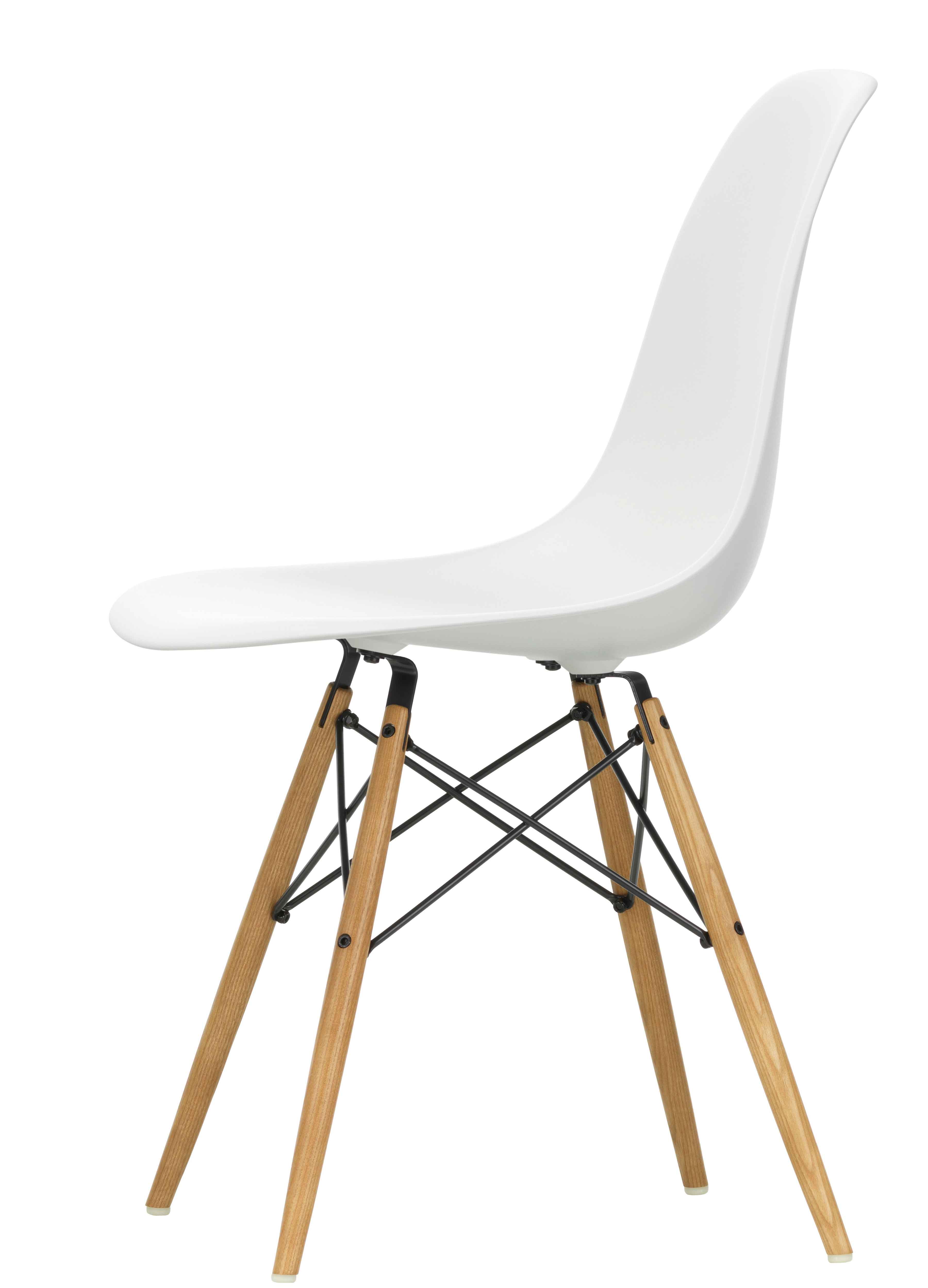Designerstuhl Side chair  DSW in weiss mit Holzbeinen von Vitra im LHL-Shop –  Seitansicht