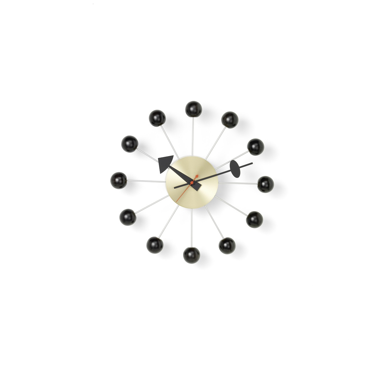 Designobjekt Wanduhr Ball clock in schwarz mit Messing von vitra im LHL Onlineshop kaufen